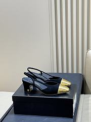 Chanel Slingbacks Suede & Crackled Laminated Calfskin Black & Gold 65mm - 1