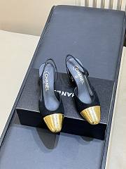 Chanel Slingbacks Suede & Crackled Laminated Calfskin Black & Gold 65mm - 5