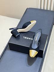 Chanel Slingbacks Suede & Crackled Laminated Calfskin Black & Gold 65mm - 2