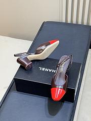 Chanel Slingbacks Goatskin Brown & Red 65mm - 2