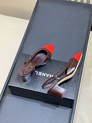 Chanel Slingbacks Goatskin Brown & Red 65mm - 3