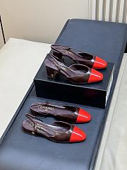 Chanel Slingbacks Goatskin Brown & Red 65mm - 4