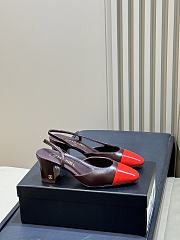 Chanel Slingbacks Goatskin Brown & Red 65mm - 6