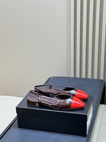 Chanel Slingbacks Goatskin Brown & Red 20mm
