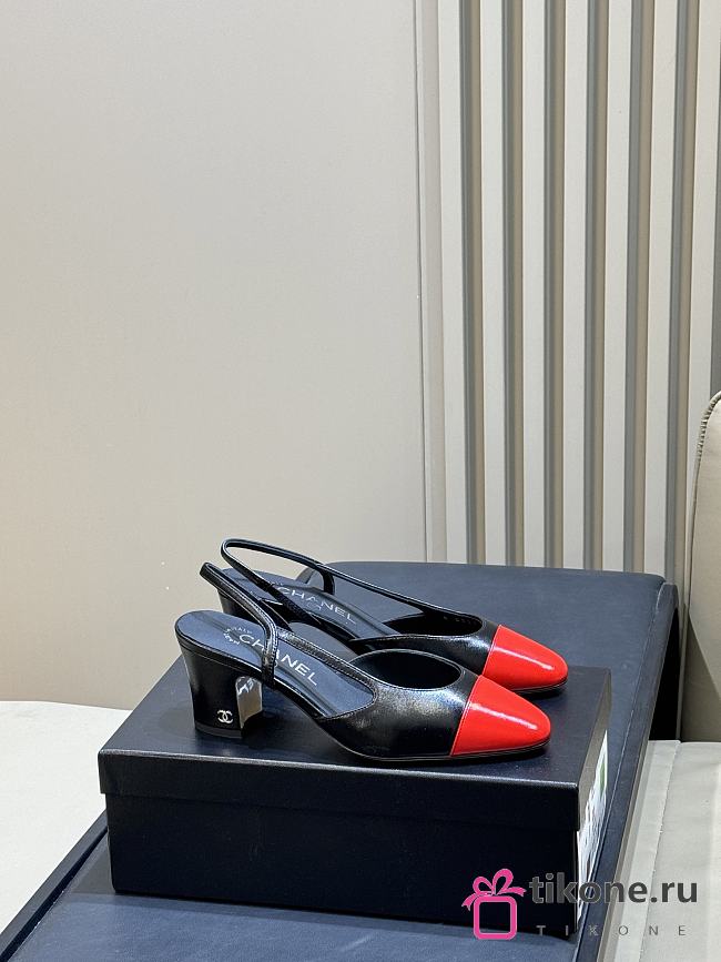 Chanel Slingbacks Goatskin Black & Red 65mm - 1