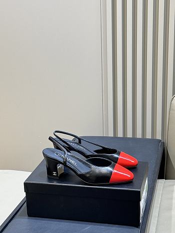 Chanel Slingbacks Goatskin Black & Red 65mm