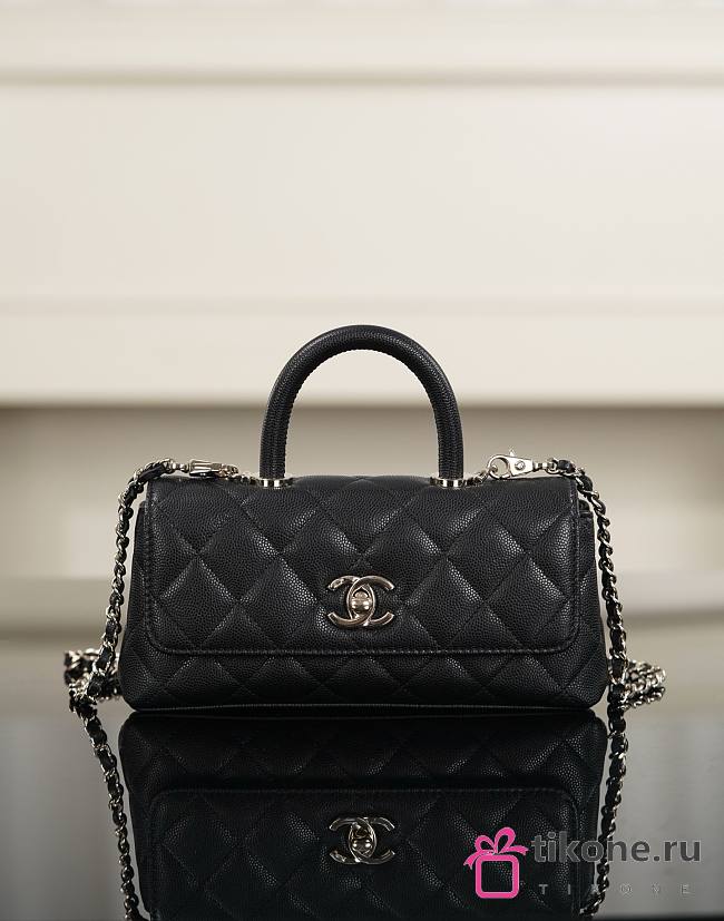 Chanel Mini Flap Bag with Top Handle Grained Calfskin & Gold-Tone Metal - 21x10x5cm - 1