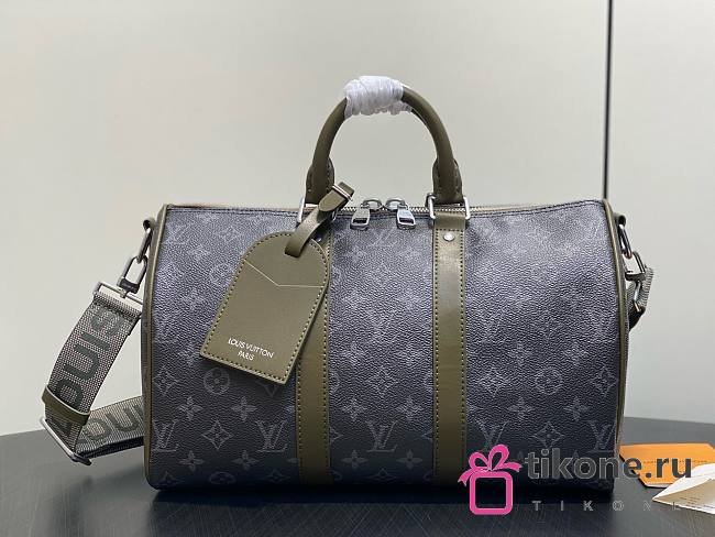 LV Keepall Bandoulière 35 Monogram Eclipse Khaki Green M28639 - 34x21x16cm - 1