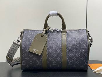 LV Keepall Bandoulière 35 Monogram Eclipse Khaki Green M28639 - 34x21x16cm