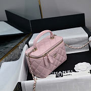 Chanel Lamskin Quited Small Top Handle Vanity Case With Chain Light Pink - 17x9.5x8cm - 4