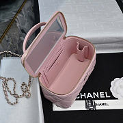 Chanel Lamskin Quited Small Top Handle Vanity Case With Chain Light Pink - 17x9.5x8cm - 3