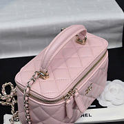 Chanel Lamskin Quited Small Top Handle Vanity Case With Chain Light Pink - 17x9.5x8cm - 2