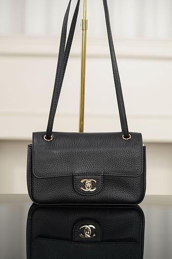 Chanel Mini Flap Bag Grained Calfskin & Gold-Tone Metal Black AS6573 - 13x20x6cm