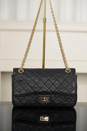 Chanel 2.55 Handbag Lambskin Black A37586 - 16x24x7.5cm