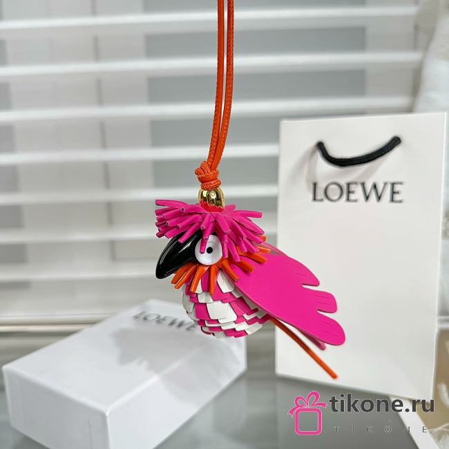 Loewe Exotic Bird Leather Charm in  Classic Calfskin Pink - 1