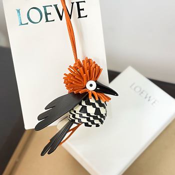 Loewe Hoopoe Bird Charm In Classic Calfskin Orange