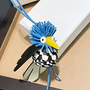 Loewe Hoopoe Bird Charm In Classic Calfskin Blue - 5