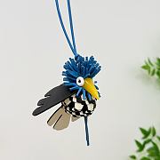 Loewe Hoopoe Bird Charm In Classic Calfskin Blue - 4