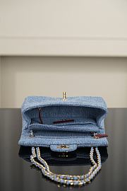 Chanel Mini Classic Handbag Denim & Gold Metal Blue & Orange - 20x12x6cm - 6