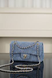 Chanel Mini Classic Handbag Denim & Gold Metal Blue & Orange - 20x12x6cm - 5