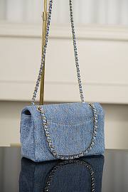 Chanel Mini Classic Handbag Denim & Gold Metal Blue & Orange - 20x12x6cm - 4