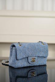 Chanel Mini Classic Handbag Denim & Gold Metal Blue & Orange - 20x12x6cm - 2
