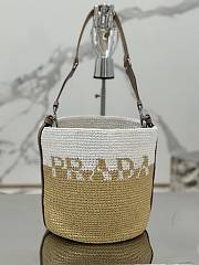 Prada Crochet And Leather Mini-Bucket Bag Tan/White 1BE063 - 23x25x20cm - 1