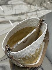 Prada Crochet And Leather Mini-Bucket Bag Tan/White 1BE063 - 23x25x20cm - 3