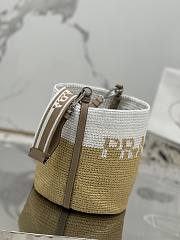 Prada Crochet And Leather Mini-Bucket Bag Tan/White 1BE063 - 23x25x20cm - 2