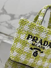 Prada Crochet Raffia Small Logo Tote Green/White 1BG422 - 24x24x8cm - 5
