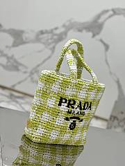 Prada Crochet Raffia Small Logo Tote Green/White 1BG422 - 24x24x8cm - 4