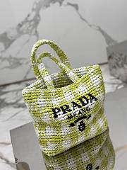 Prada Crochet Raffia Small Logo Tote Green/White 1BG422 - 24x24x8cm - 3