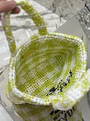 Prada Crochet Raffia Small Logo Tote Green/White 1BG422 - 24x24x8cm - 2