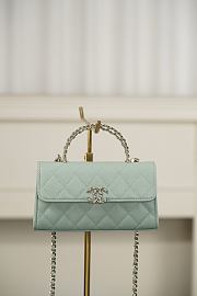 Chanel Flap Phone Hordel With Chain Grained Shiny Calfskin Gold-Tone Metal Light Green - 20x11x5.5cm - 5