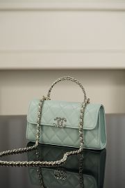 Chanel Flap Phone Hordel With Chain Grained Shiny Calfskin Gold-Tone Metal Light Green - 20x11x5.5cm - 2