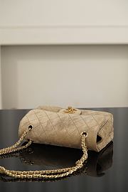 Chanel Mini Flap Bag Suede Calfskin & Gold-Tone Metal Dark Beige - 13x20x6cm - 4
