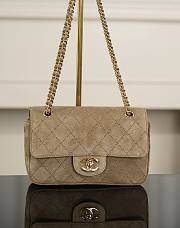 Chanel Mini Flap Bag Suede Calfskin & Gold-Tone Metal Dark Beige - 13x20x6cm - 1