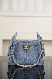 Chanel 25 Mini Handbag Denim & Gold Metal Blue & Orange - 22x20x12.5cm - 6