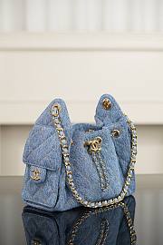 Chanel 25 Mini Handbag Denim & Gold Metal Blue & Orange - 22x20x12.5cm - 4