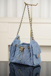 Chanel 25 Mini Handbag Denim & Gold Metal Blue & Orange - 22x20x12.5cm - 2