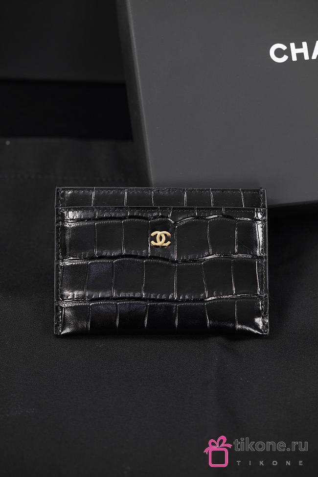 Chanel Card Holder Crocodile Embossed Calfskin & Gold-Tone Metal Black AP5191 - 7.5x11.2x0.5cm - 1