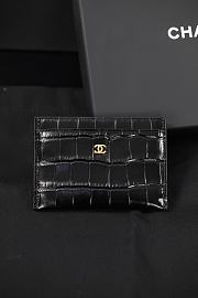 Chanel Card Holder Crocodile Embossed Calfskin & Gold-Tone Metal Black AP5191 - 7.5x11.2x0.5cm - 1