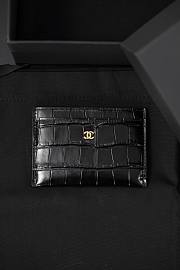 Chanel Card Holder Crocodile Embossed Calfskin & Gold-Tone Metal Black AP5191 - 7.5x11.2x0.5cm - 5