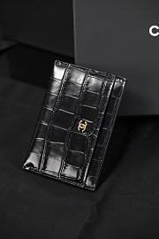 Chanel Card Holder Crocodile Embossed Calfskin & Gold-Tone Metal Black AP5191 - 7.5x11.2x0.5cm - 3