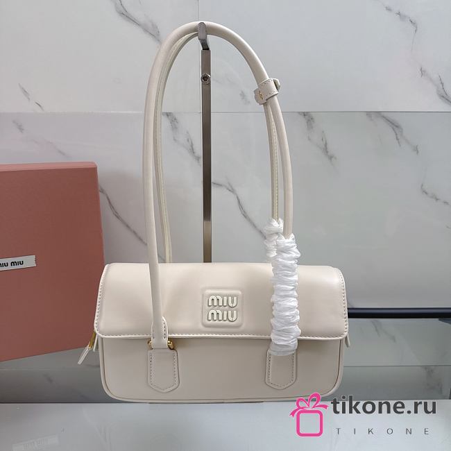 Miumiu Arcadie Leather Bag White 5BD282 - 24x11.5x5cm  - 1