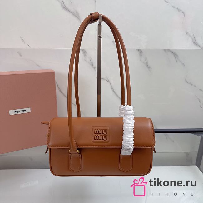 Miumiu Arcadie Leather Bag Brown 5BD282 - 24x11.5x5cm  - 1