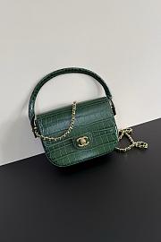 Chanel Mini Flap Bag with Top Handle Crocodile Embossed Calfskin & Gold-Tone Metal Green AS6424 - 14.5x19.5x5cm - 2