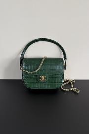 Chanel Mini Flap Bag with Top Handle Crocodile Embossed Calfskin & Gold-Tone Metal Green AS6424 - 14.5x19.5x5cm - 4