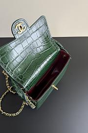 Chanel Mini Flap Bag with Top Handle Crocodile Embossed Calfskin & Gold-Tone Metal Green AS6424 - 14.5x19.5x5cm - 5