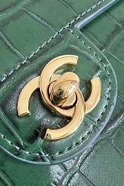 Chanel Mini Flap Bag with Top Handle Crocodile Embossed Calfskin & Gold-Tone Metal Green AS6424 - 14.5x19.5x5cm - 6